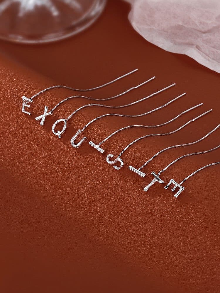 image-Sterling Silver Letter Earrings Korean Style Ear Wire EX2-614