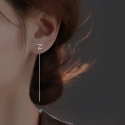 image-Sterling Silver Letter Earrings Korean Style Ear Wire EX2-614