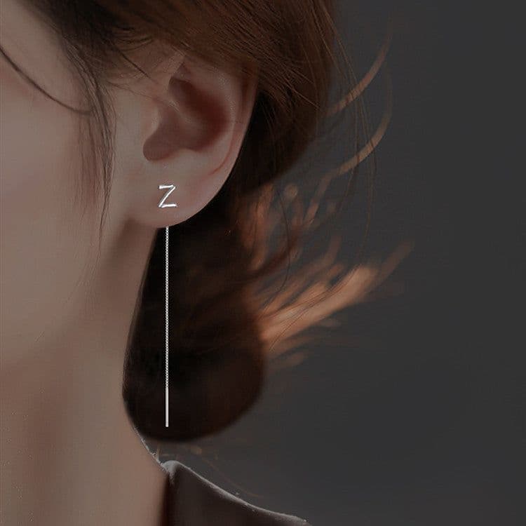 image-Sterling Silver Letter Earrings Korean Style Ear Wire EX2-614