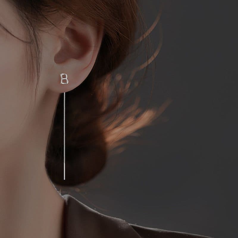 image-Sterling Silver Letter Earrings Korean Style Ear Wire EX2-614