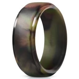 image-Silicone Ring Men's 8 Color Set Curved Step Geometric Sports Ring