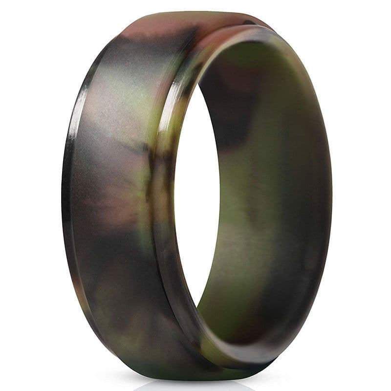 image-Silicone Ring Men's 8 Color Set Curved Step Geometric Sports Ring