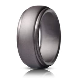 image-Silicone Ring Men's 8 Color Set Curved Step Geometric Sports Ring