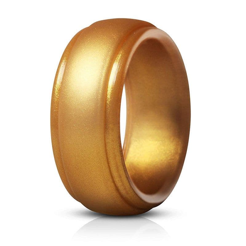 image-Silicone Ring Men's 8 Color Set Curved Step Geometric Sports Ring