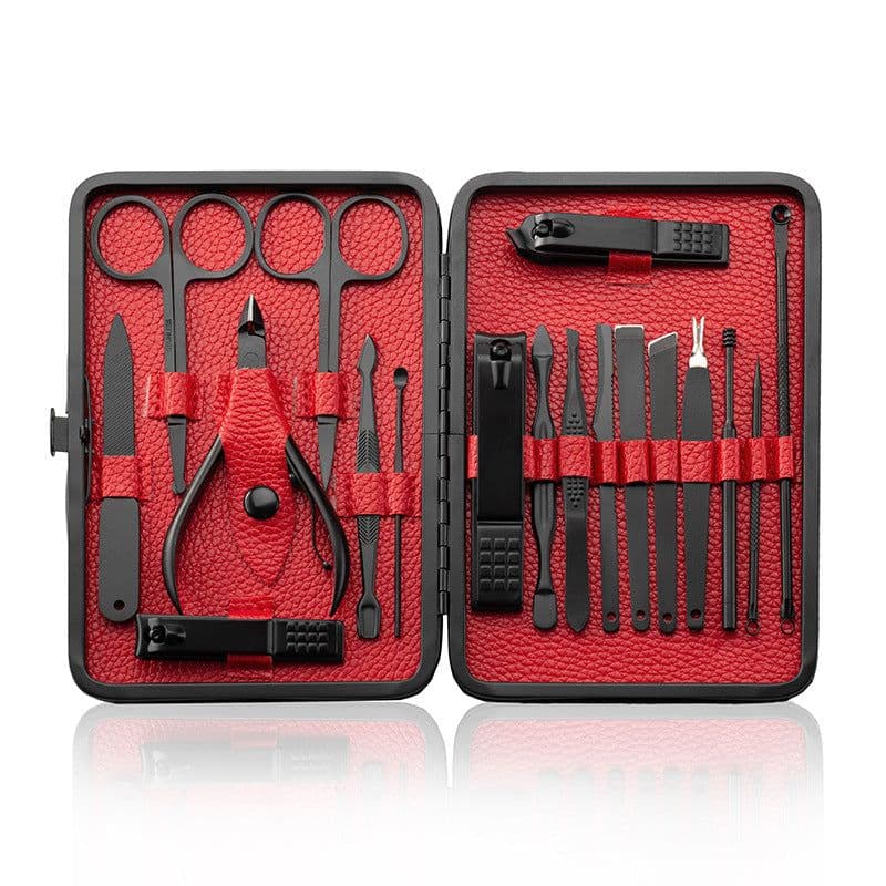 image-18-Piece Nail Clippers Manicure Tool Set Black