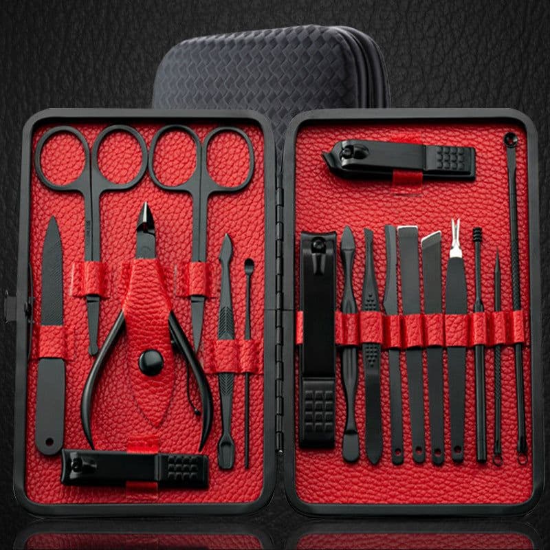 image-18-Piece Nail Clippers Manicure Tool Set Black