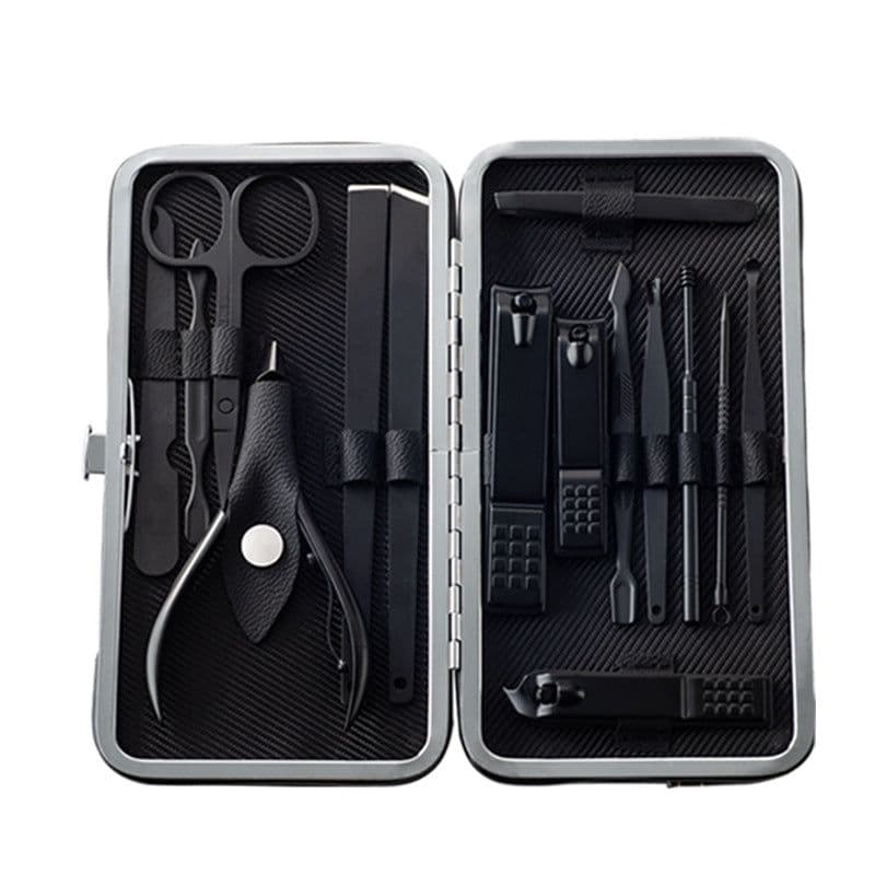 image-18-Piece Nail Clippers Manicure Tool Set Black