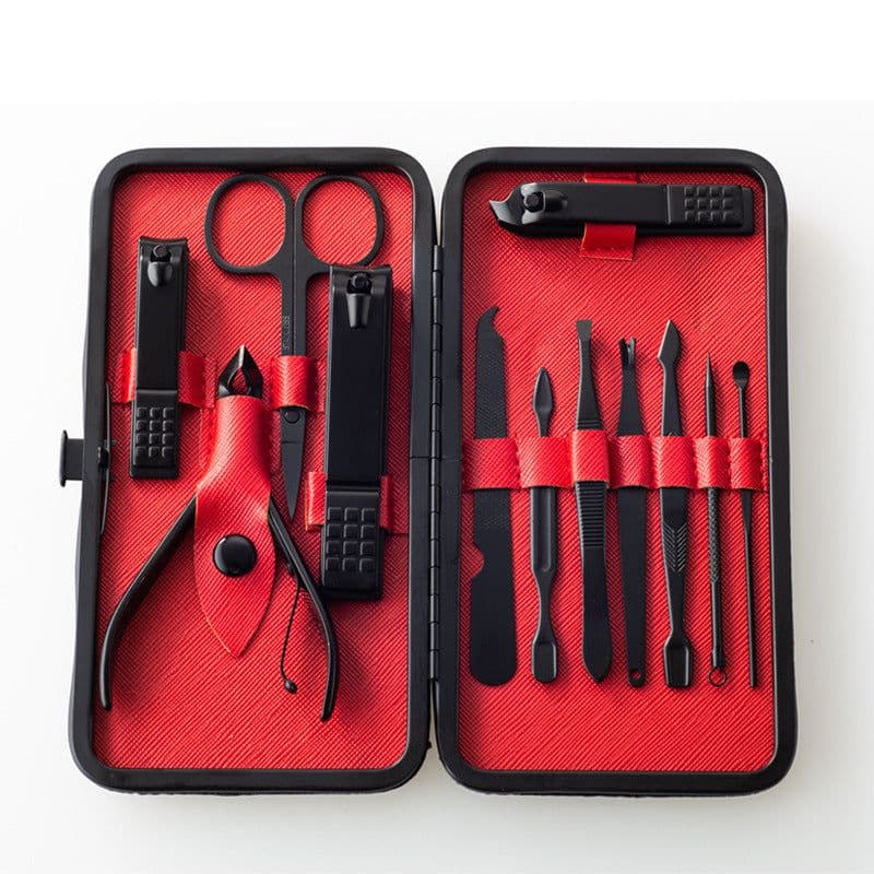 image-18-Piece Nail Clippers Manicure Tool Set Black