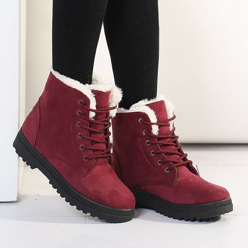 image-Women's Korean Style Snow Boots Flat Heel Winter Cotton Shoes E03