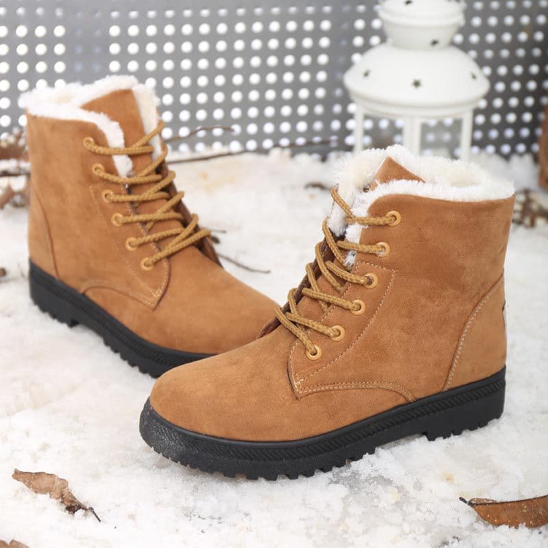 image-Women's Korean Style Snow Boots Flat Heel Winter Cotton Shoes E03