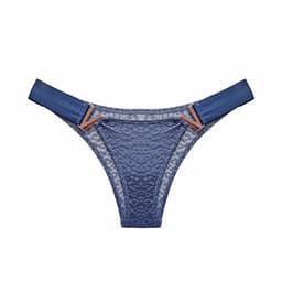 image-Women's Low-Waist Nylon Briefs with V-Ring Metal Buckle & Lace