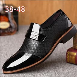image-Men's Embossed Leather Casual Shoes Size 47-48 Large