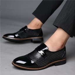image-Men's Embossed Leather Casual Shoes Size 47-48 Large