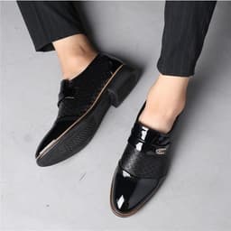image-Men's Embossed Leather Casual Shoes Size 47-48 Large