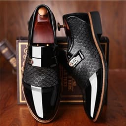 image-Men's Embossed Leather Casual Shoes Size 47-48 Large