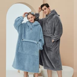 image-Women's Flannel Nightgown Thickened Pullover Pajama Set