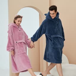 image-Women's Flannel Nightgown Thickened Pullover Pajama Set