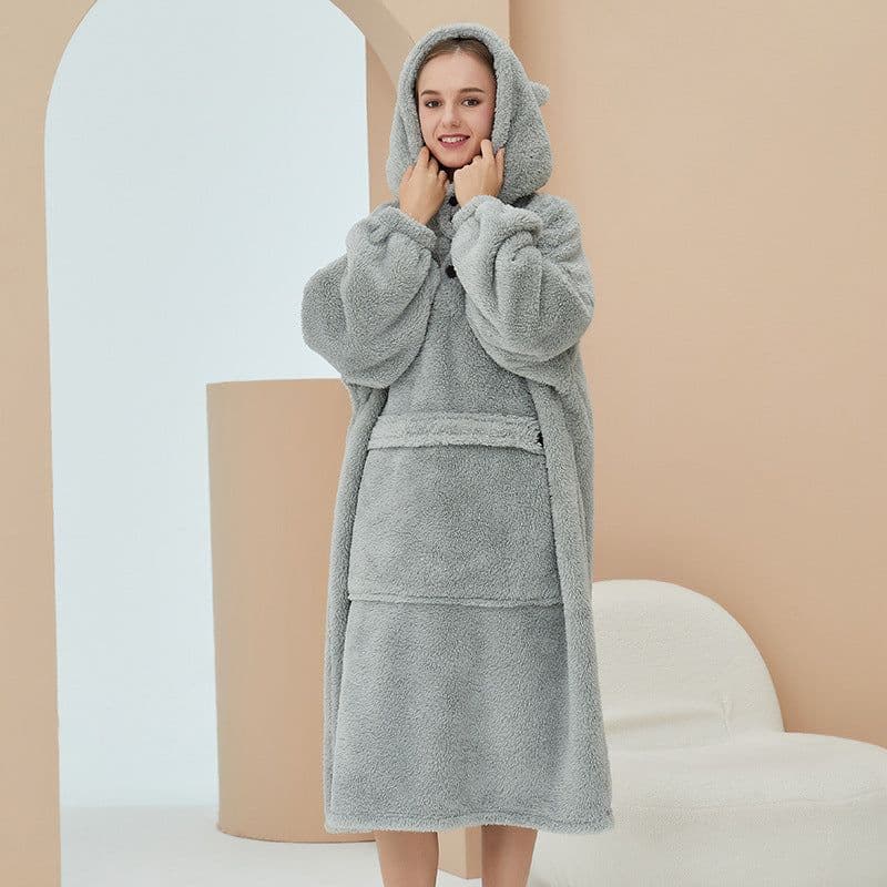 image-Women's Flannel Nightgown Thickened Pullover Pajama Set