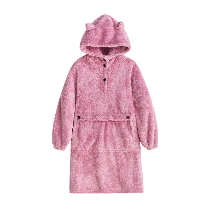 image-Women's Flannel Nightgown Thickened Pullover Pajama Set