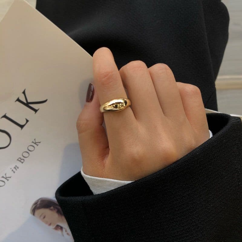 image-Matt Gold Geometric Ring Simple Women's Fashion Jewelry