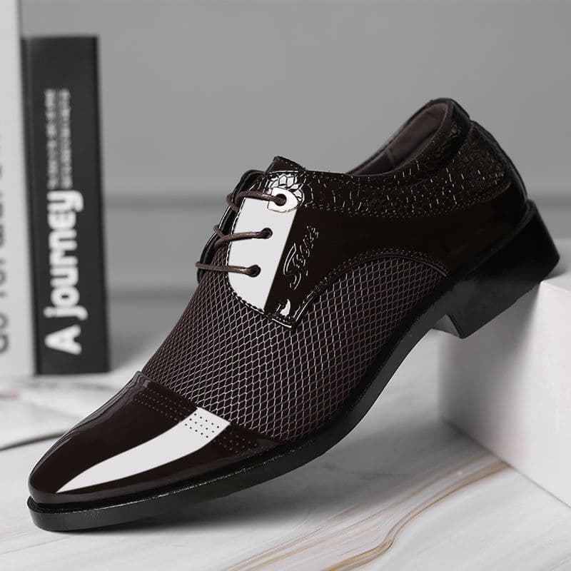 image-Men's Pointed Toe Dress Leather Shoes Business Formal Oxfords