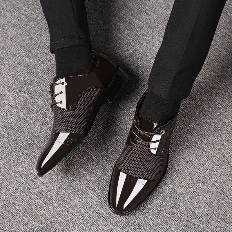 image-Men's Pointed Toe Dress Leather Shoes Business Formal Oxfords