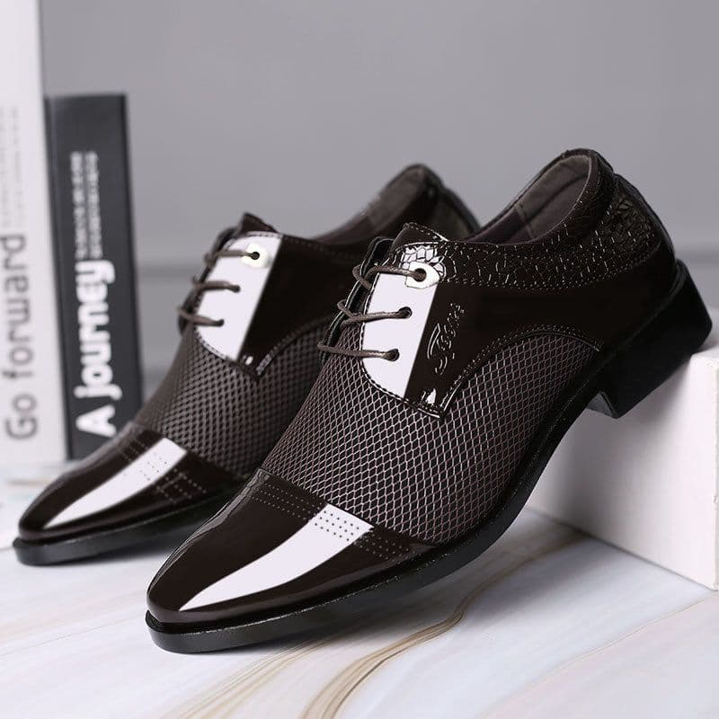 image-Men's Pointed Toe Dress Leather Shoes Business Formal Oxfords