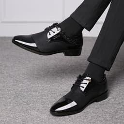image-Men's Pointed Toe Dress Leather Shoes Business Formal Oxfords