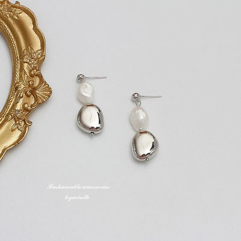 image-HYACINTH Freshwater Pearl Earrings 925 Silver Needle Korean Style