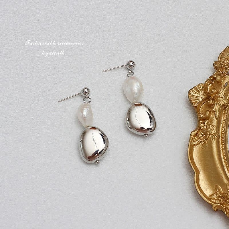 image-HYACINTH Freshwater Pearl Earrings 925 Silver Needle Korean Style