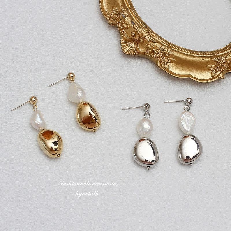image-HYACINTH Freshwater Pearl Earrings 925 Silver Needle Korean Style
