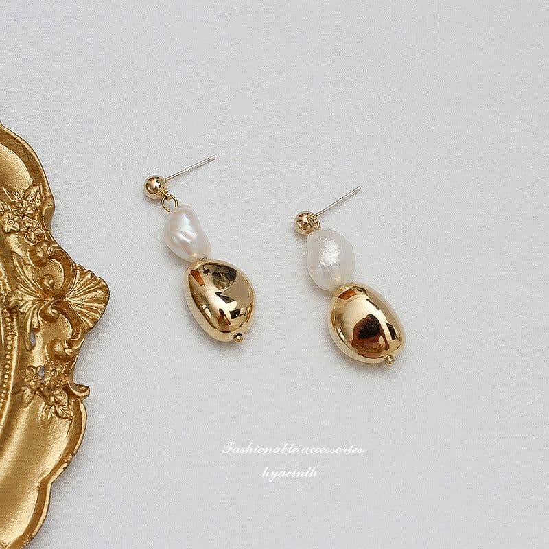 image-HYACINTH Freshwater Pearl Earrings 925 Silver Needle Korean Style