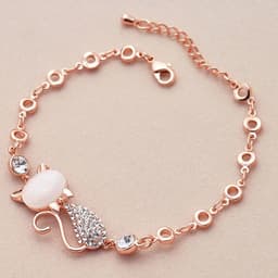 image-Cat Eye Stone Animal Bracelet Gold-Plated Alloy Korean Style