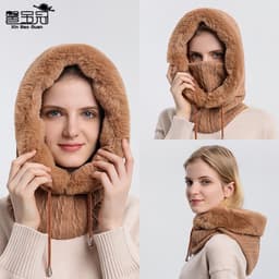 image-Xin Bao Crown Winter Ski Mask Scarf Hood Windproof Warm Hat