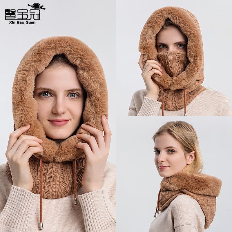 image-Xin Bao Crown Winter Ski Mask Scarf Hood Windproof Warm Hat