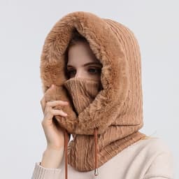 image-Xin Bao Crown Winter Ski Mask Scarf Hood Windproof Warm Hat