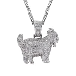 image-Zircon Goat Pendant Hip Hop Necklace with Cuban Chain