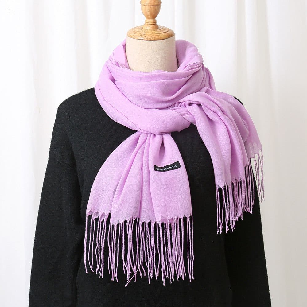 image-LAVENA Imitation Cashmere Scarf Women Solid Color Shawl 70x185cm