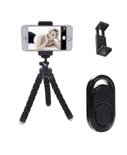 image-TOMNEW Octopus Tripod with Phone Holder and Bluetooth Selfie