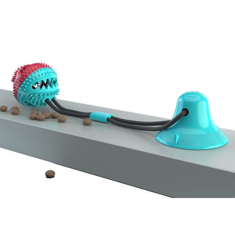 image-Dog Chew Toy Ball with Sucker - Molar Teeth Cleaning Plastic Toy