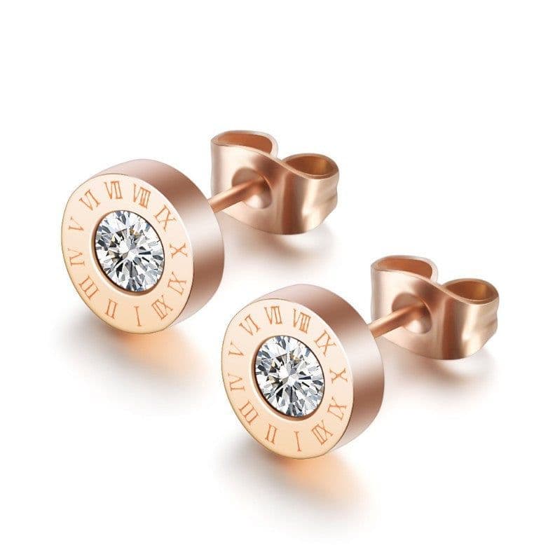 image-Rose Gold Stainless Steel Wave Earrings for Couples TSSP-196