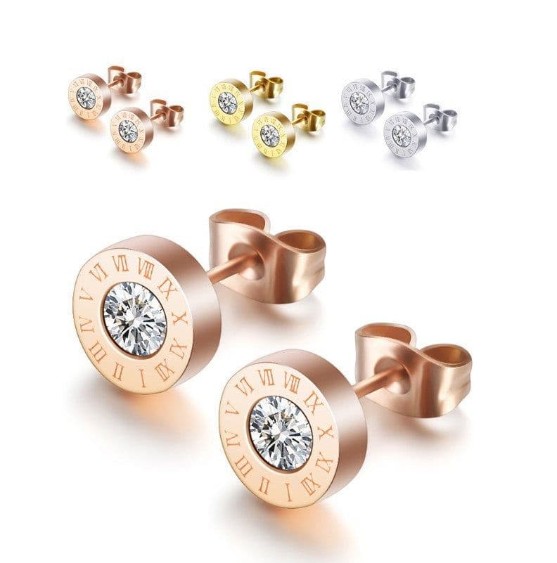 image-Rose Gold Stainless Steel Wave Earrings for Couples TSSP-196