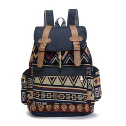 image-Women's Ethnic Style Denim Drawstring Backpack Large Capacity