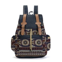 image-Women's Ethnic Style Denim Drawstring Backpack Large Capacity