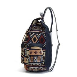 image-Women's Ethnic Style Denim Drawstring Backpack Large Capacity
