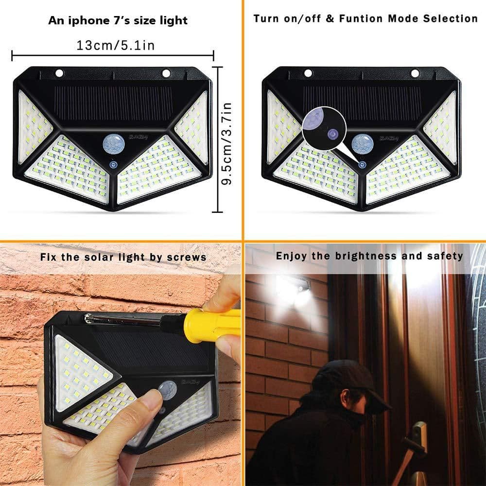 image-Wilder 100LED Solar Wall Light Outdoor Waterproof IP65 Motion Sensor
