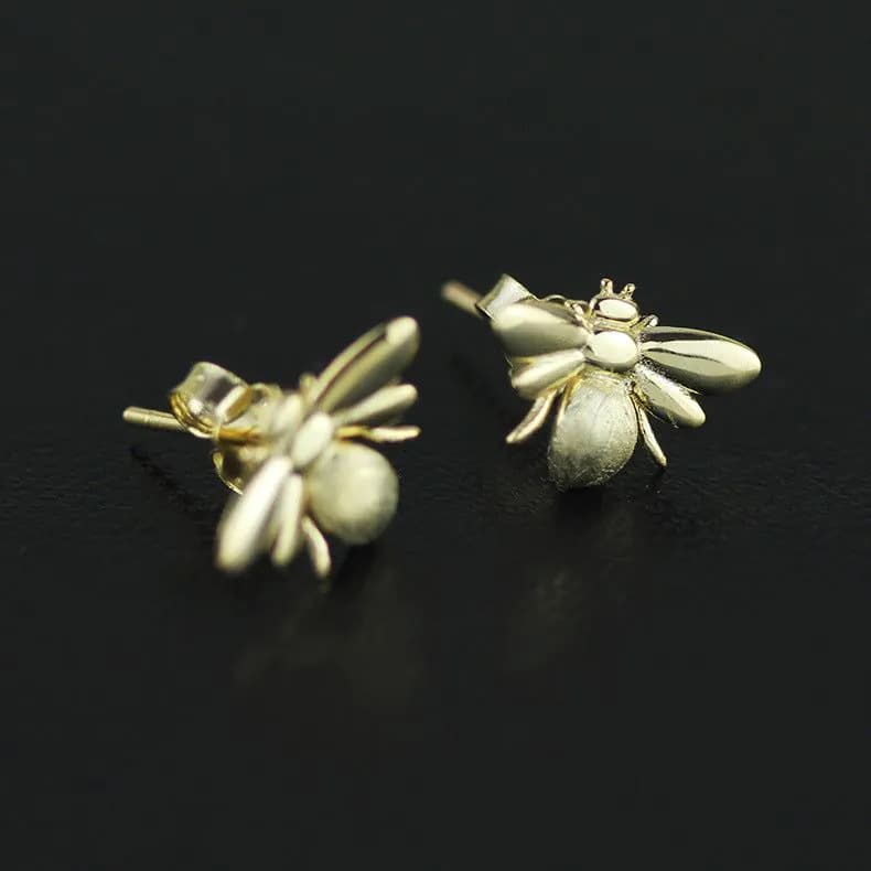 image-The Bees Earrings S925 Sterling Silver Bee Earrings Rose Gold