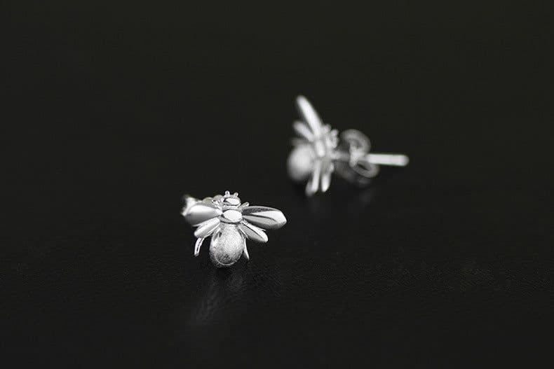 image-The Bees Earrings S925 Sterling Silver Bee Earrings Rose Gold