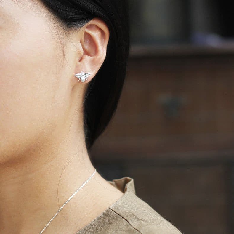 image-The Bees Earrings S925 Sterling Silver Bee Earrings Rose Gold