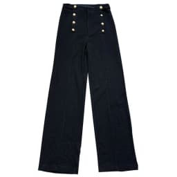 image-Women's High-Waisted Straight Wide-Leg Casual Pants Black Polyester